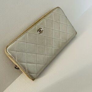Chanel Quilted Silver Wallet